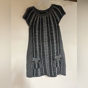 Grey and white short sweater dress/shirt